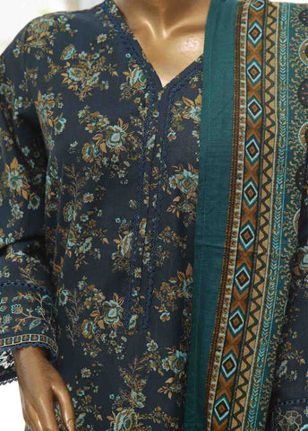 Bin Saeed Fabric - WKE-021 A -3 Piece Khaddar Chikankari Stitched Suit