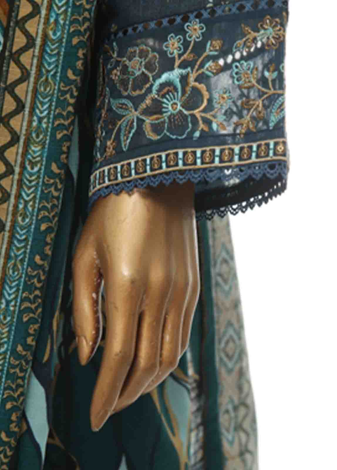 Bin Saeed Fabric - WKE-021 A -3 Piece Khaddar Chikankari Stitched Suit