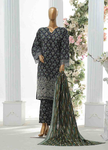 Bin Saeed Fabric - WKE-022 A -3 Piece Khaddar Chikankari Stitched Suit