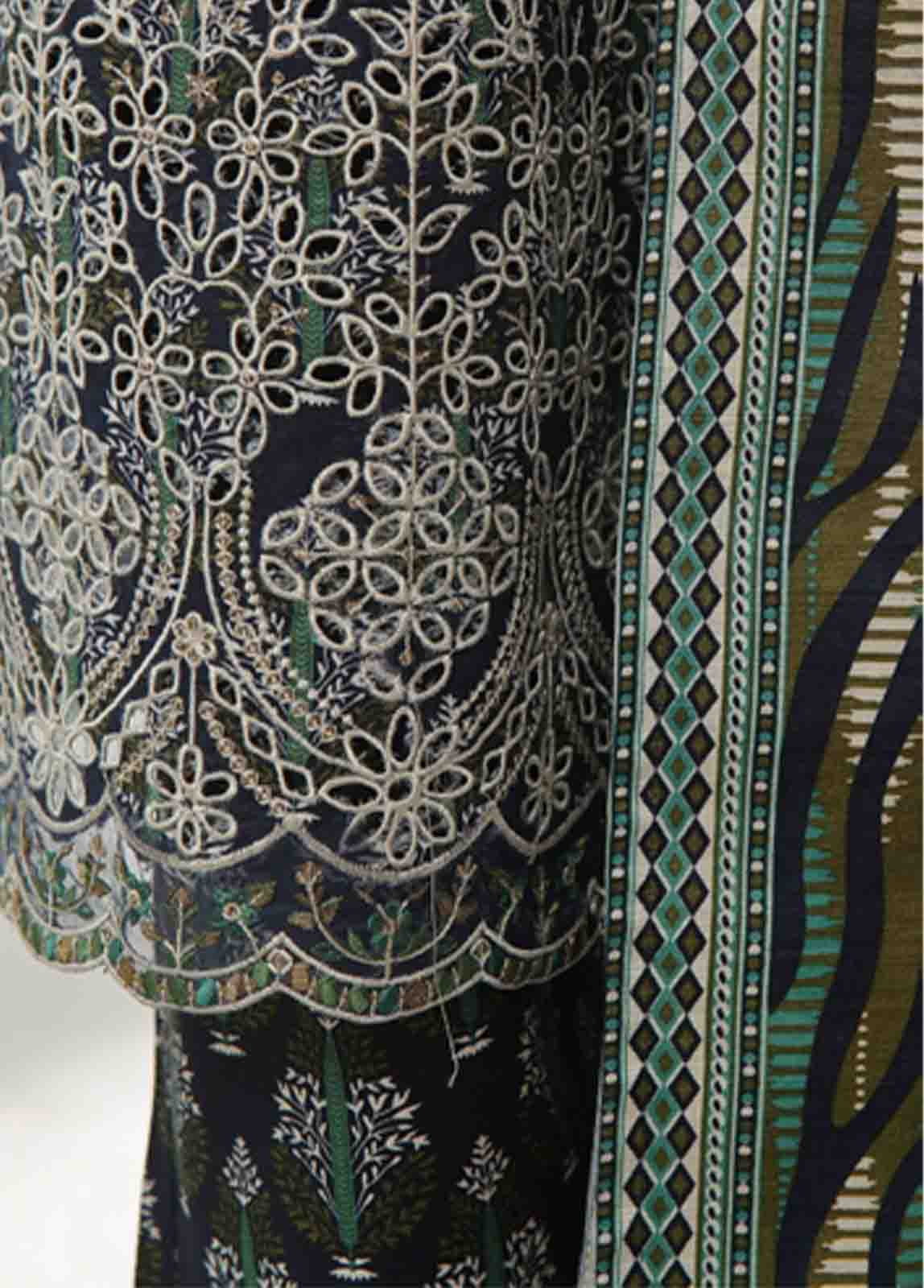 Bin Saeed Fabric - WKE-022 A -3 Piece Khaddar Chikankari Stitched Suit