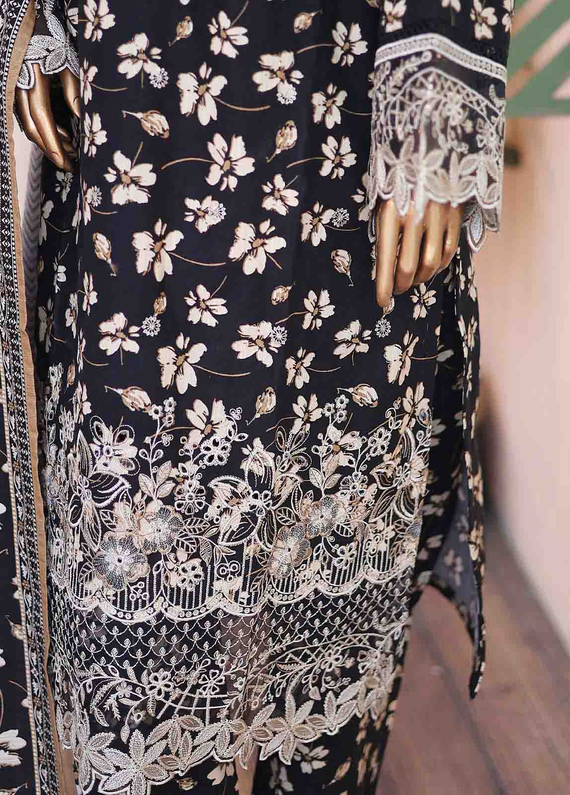 Bin Saeed Fabric - WKE-023 -3 Piece Khaddar Chikankari Stitched Suit