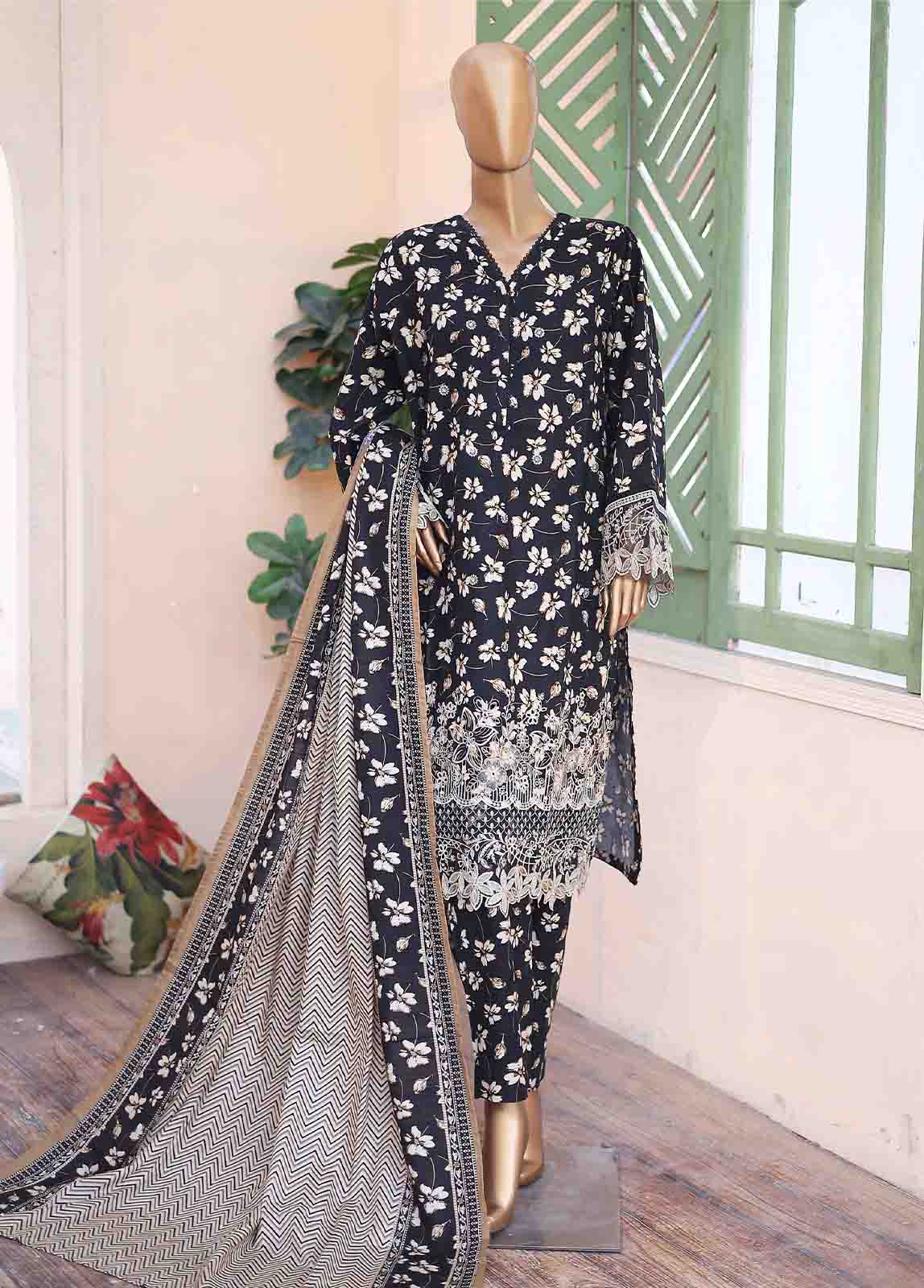 Bin Saeed Fabric - WKE-023 -3 Piece Khaddar Chikankari Stitched Suit