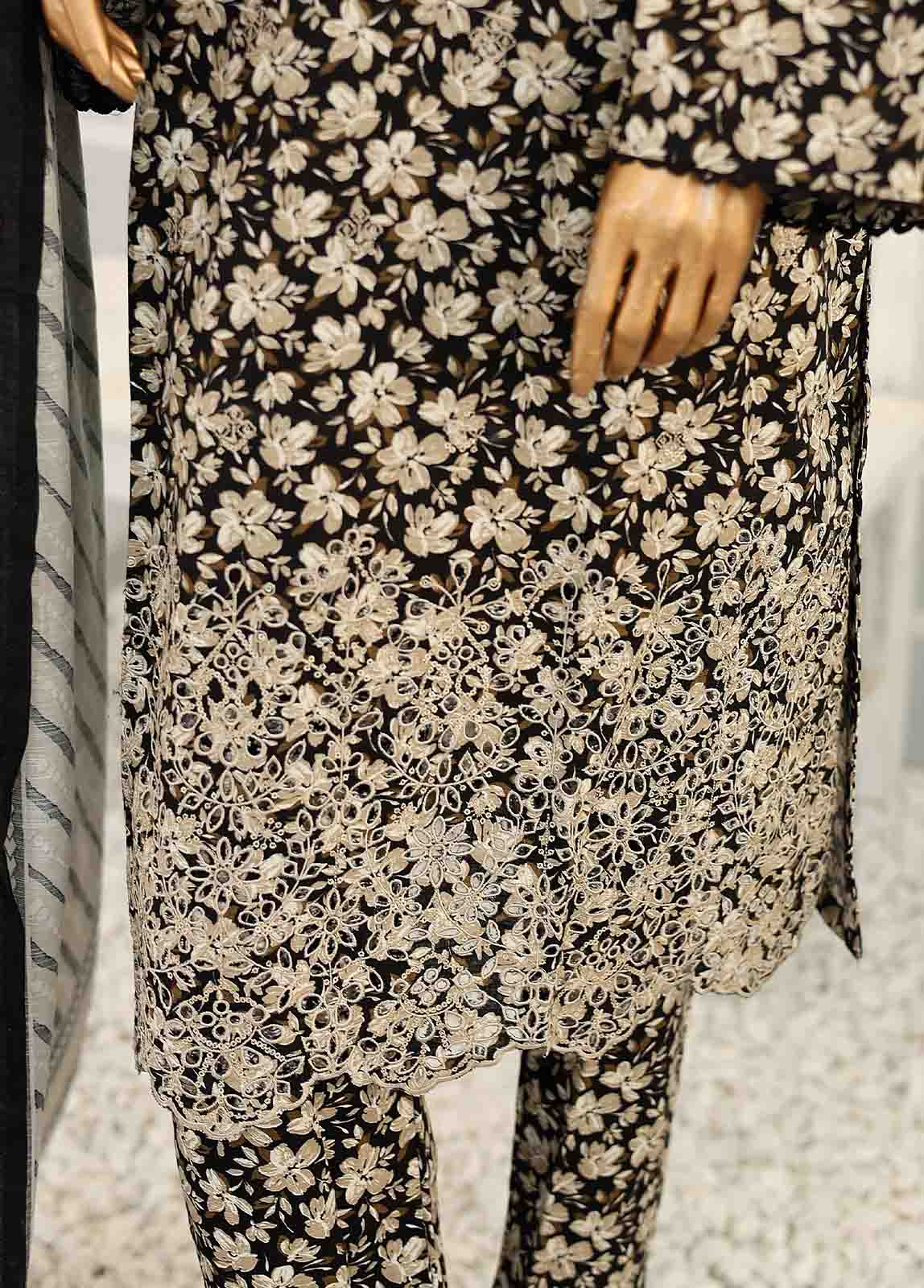 Bin Saeed Fabric - WKE-025 -3 Piece Khaddar Chikankari Stitched Suit