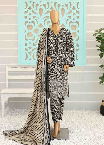 Bin Saeed Fabric - WKE-025 -3 Piece Khaddar Chikankari Stitched Suit