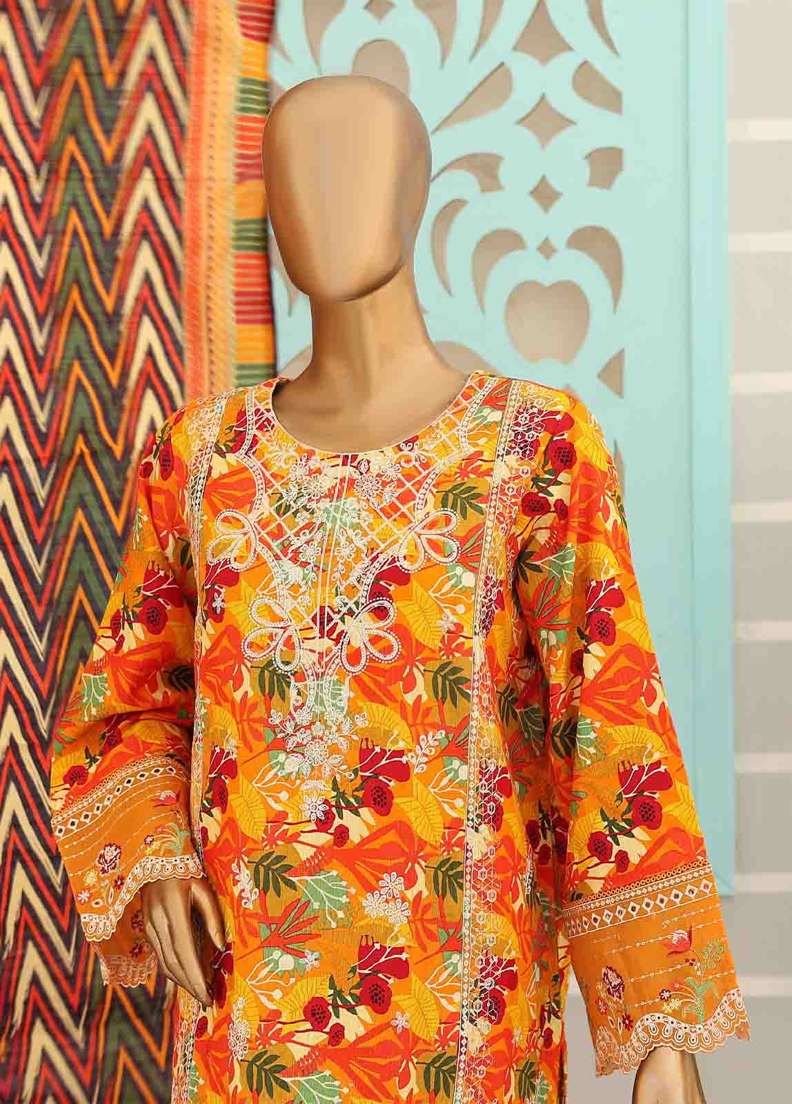 Bin Saeed Fabric - WKE-026 -3 Piece Khaddar Chikankari Stitched Suit