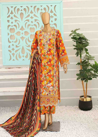 Bin Saeed Fabric - WKE-026 -3 Piece Khaddar Chikankari Stitched Suit