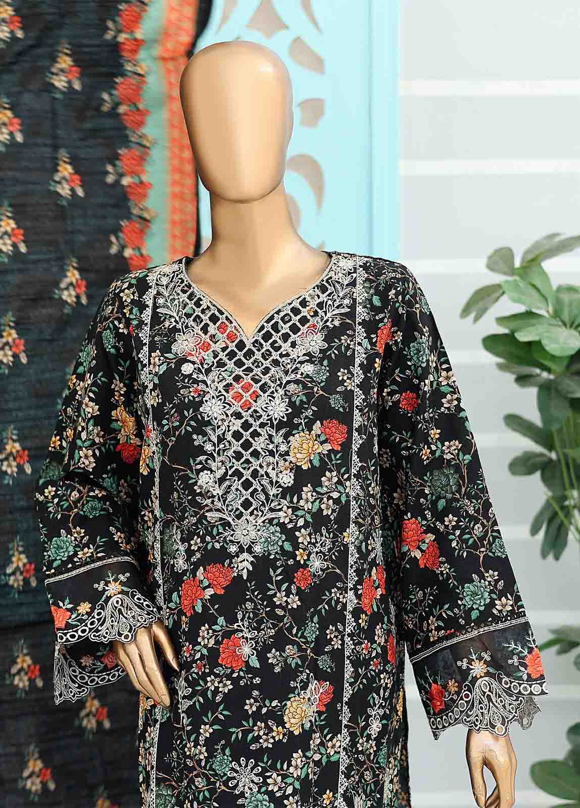 Bin Saeed Fabric - WKE-027 -3 Piece Khaddar Chikankari Stitched Suit