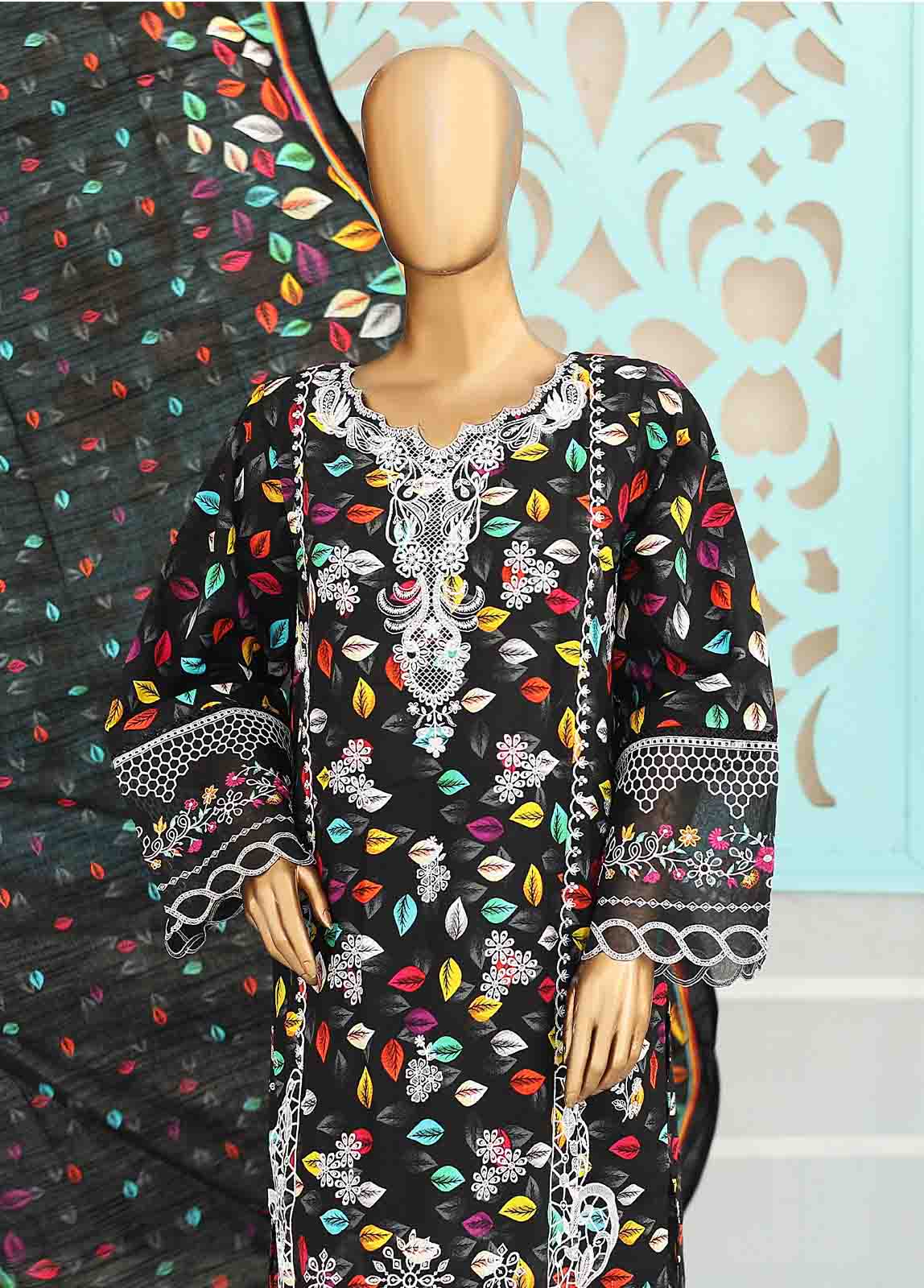 Bin Saeed Fabric - WKE-028 -3 Piece Khaddar Chikankari Stitched Suit