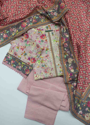 Bin Saeed Fabric - WKE-028 A-3 Piece Khaddar Embroidered Suit