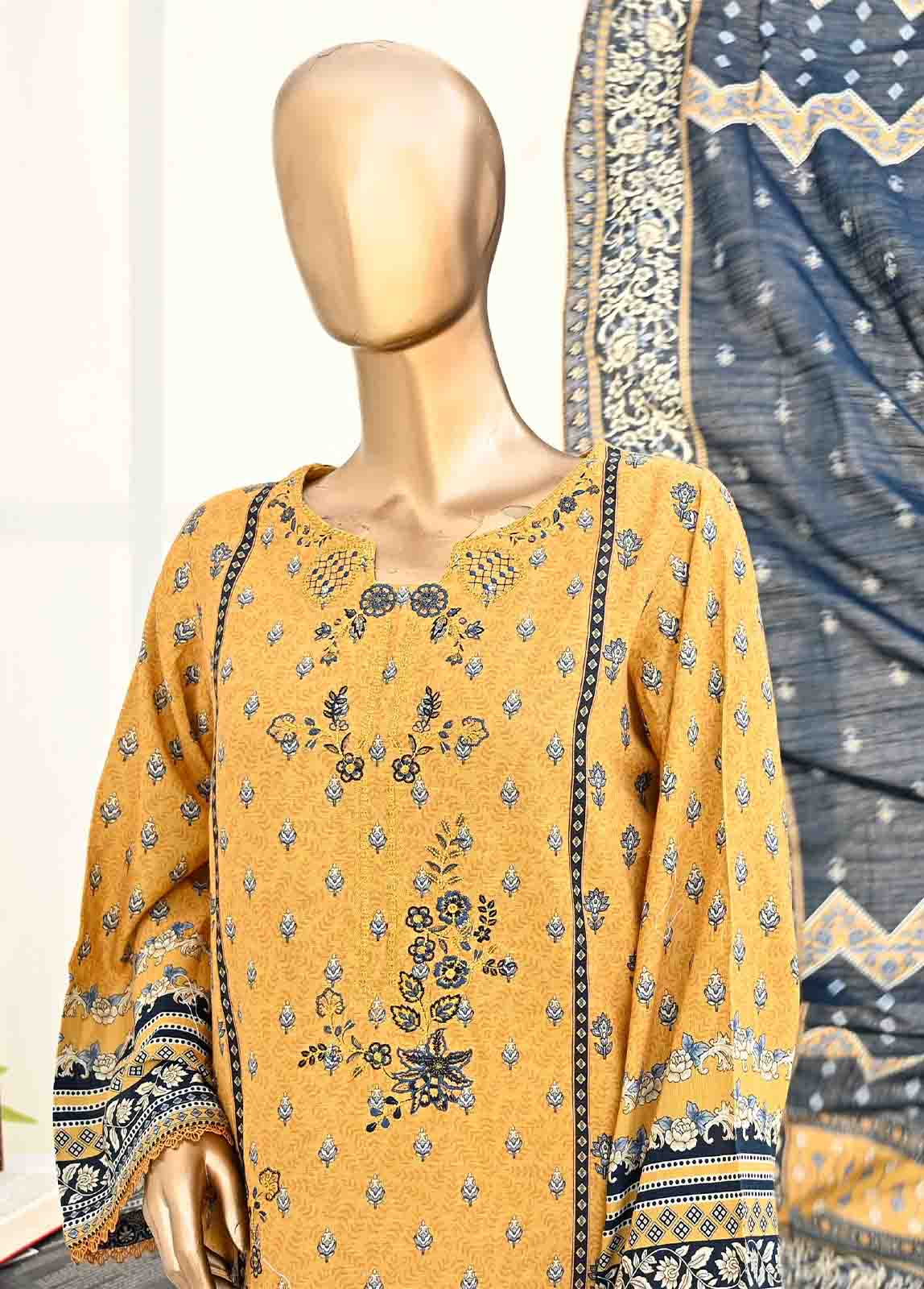 Bin Saeed Fabric - WKE-029-3 Piece Khaddar Embroidered collection