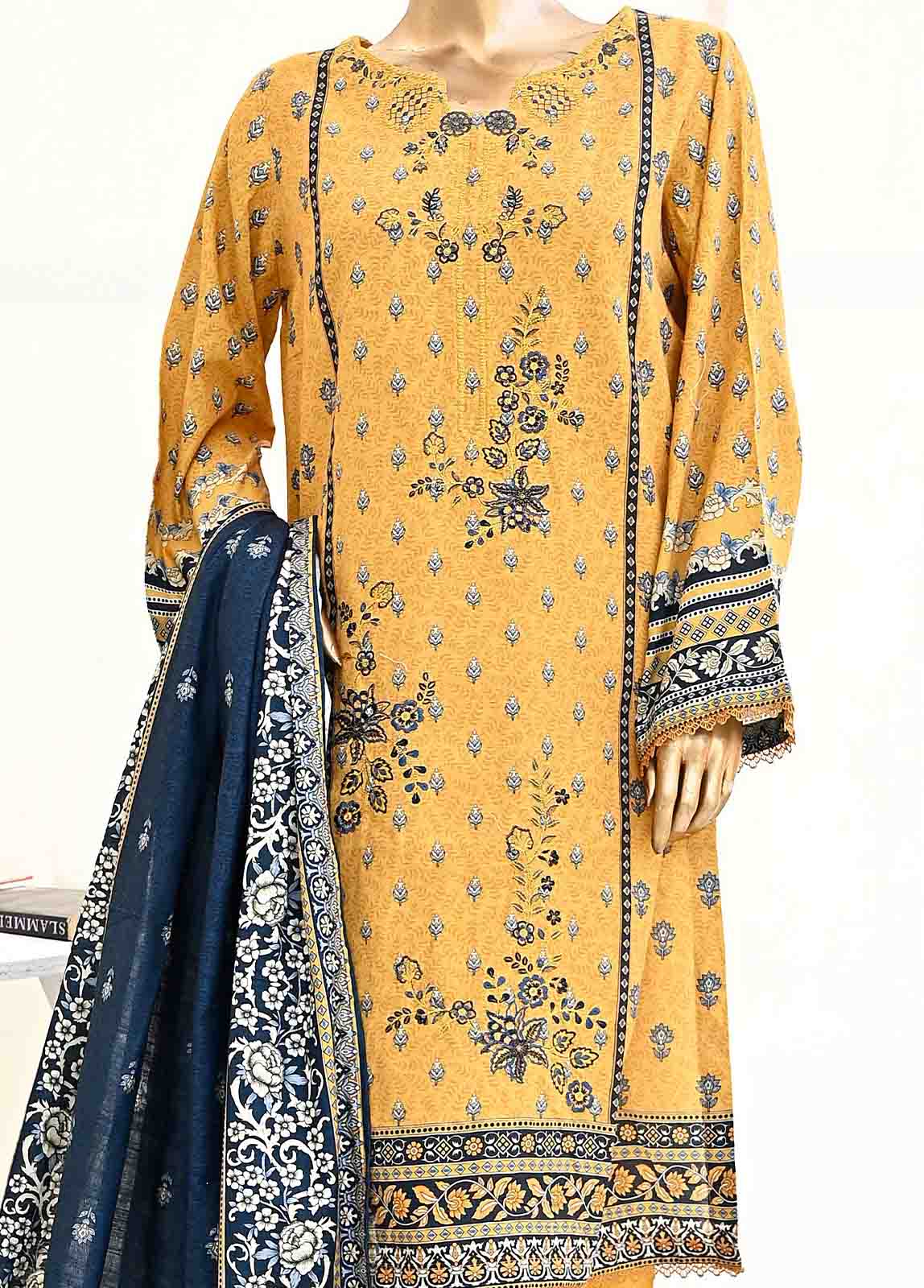 Bin Saeed Fabric - WKE-029-3 Piece Khaddar Embroidered collection