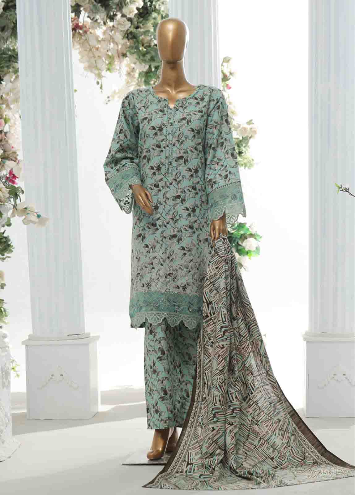 Bin Saeed Fabric - WKE-029 A-3 Piece Khaddar Chikankari Stitched Suit