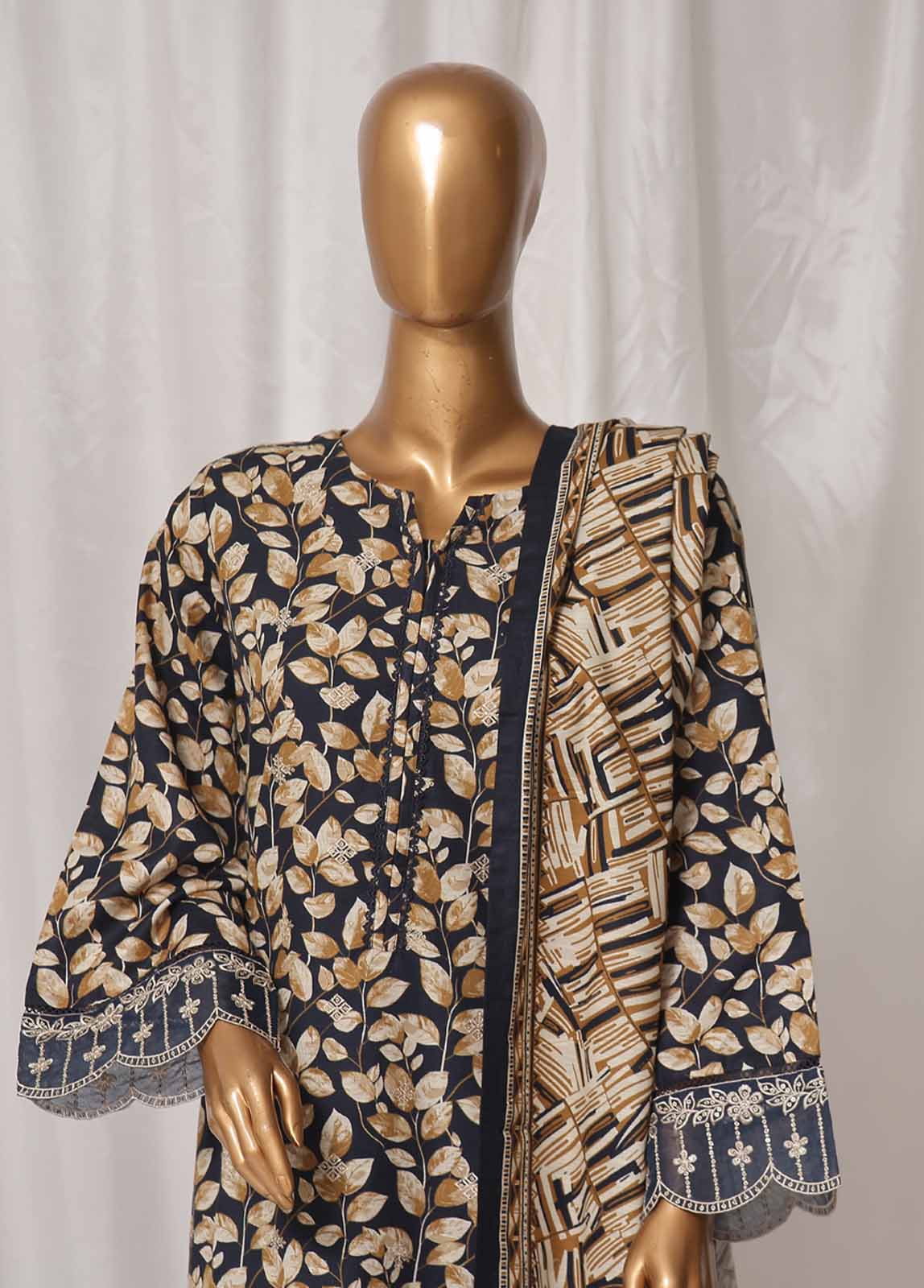 Bin Saeed Fabric - WKE-030 M-3 Piece Khaddar Embroidered Stitched Suit