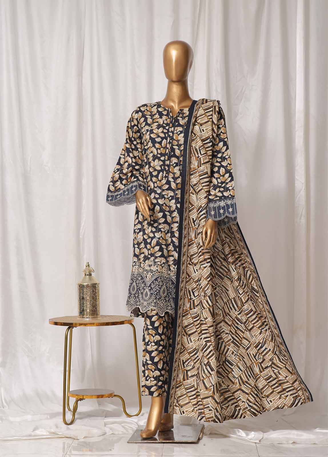 Bin Saeed Fabric - WKE-030 M-3 Piece Khaddar Embroidered Stitched Suit