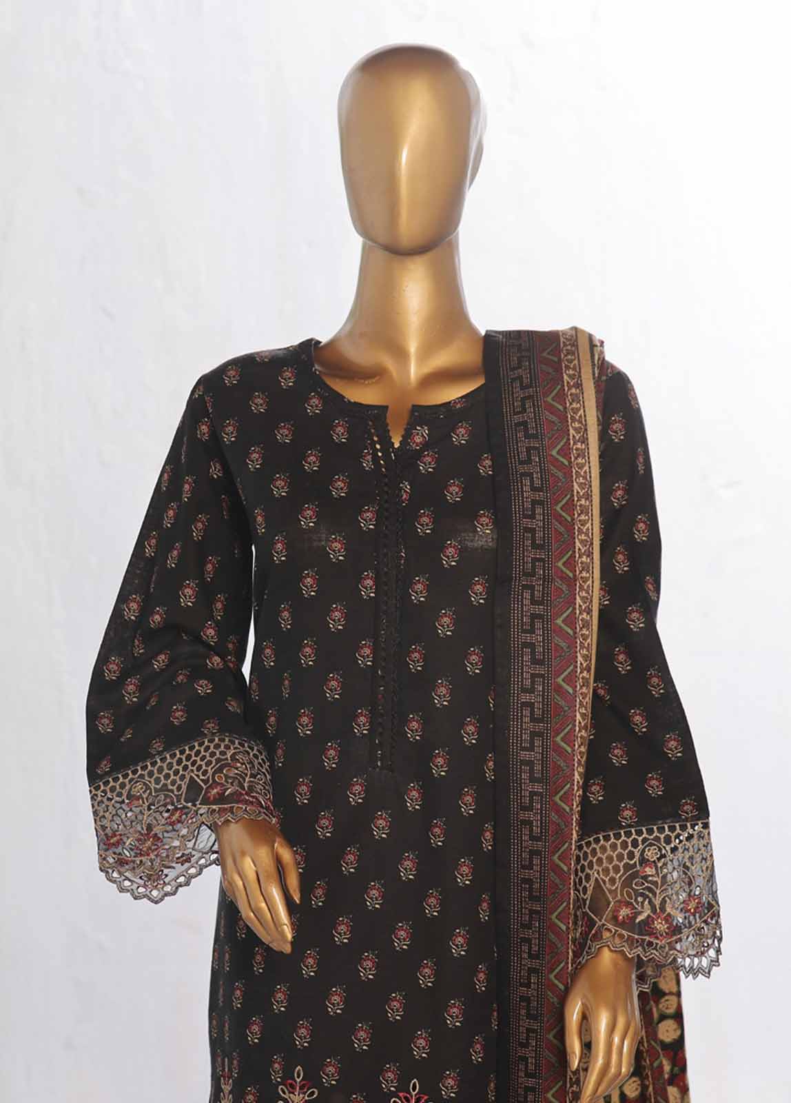 Bin Saeed Fabric - WKE-031 -3 Piece Khaddar Chikankari Stitched Suit