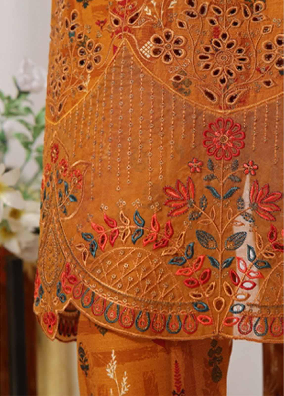 Bin Saeed Fabric - WKE-032 M-3 Piece Khaddar Embroidered Stitched Suit