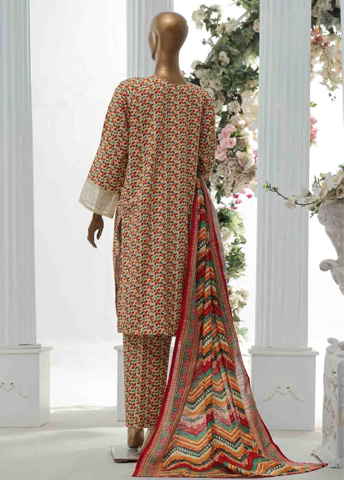 Bin Saeed Fabric - WKE-033 A -3 Piece Khaddar Chikankari Stitched Suit
