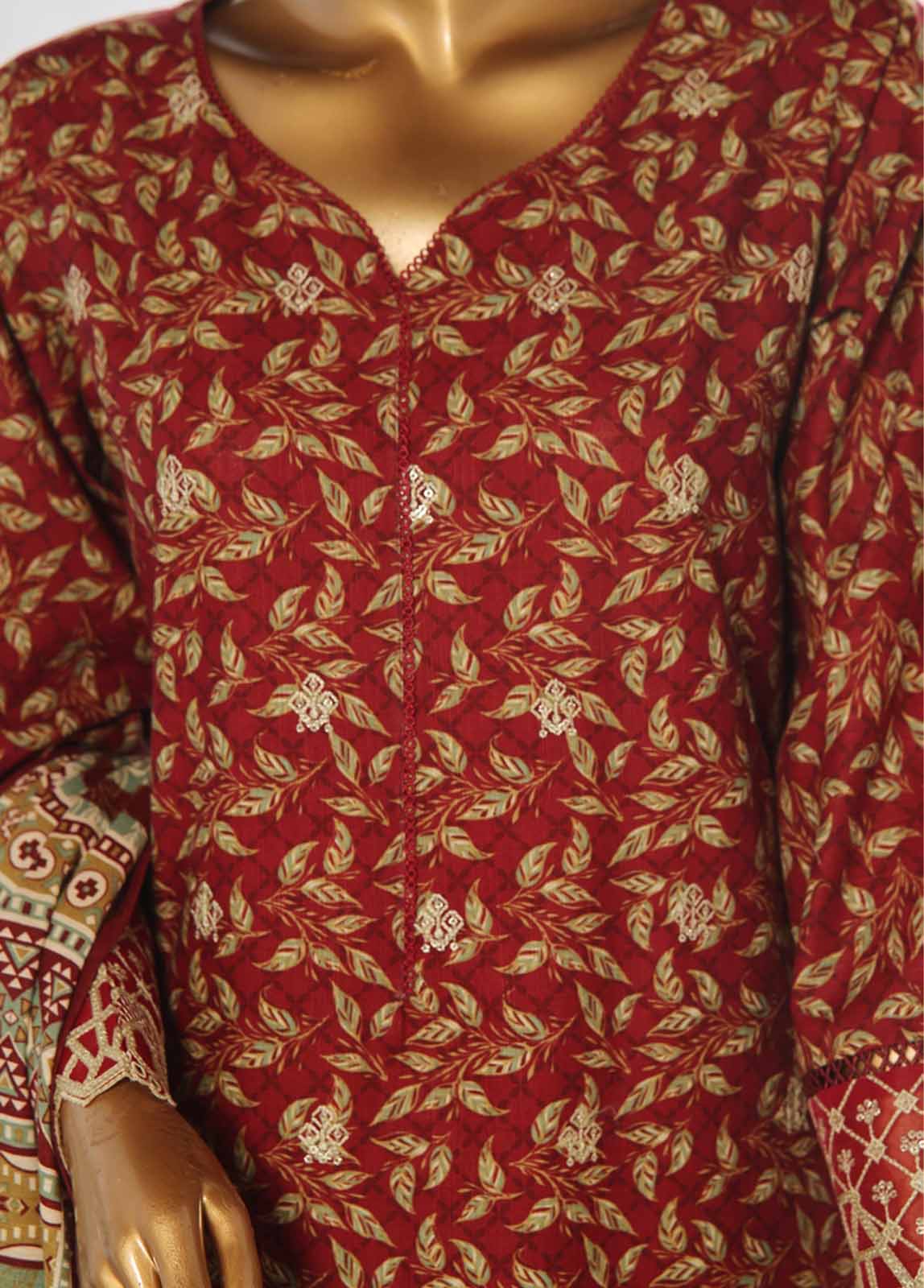 Bin Saeed Fabric - WKE-036 -3 Piece Khaddar Chikankari Stitched Suit