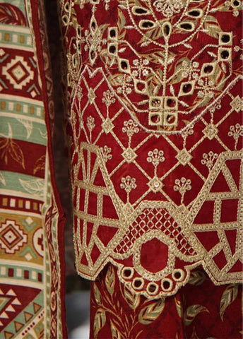 Bin Saeed Fabric - WKE-036 -3 Piece Khaddar Chikankari Stitched Suit