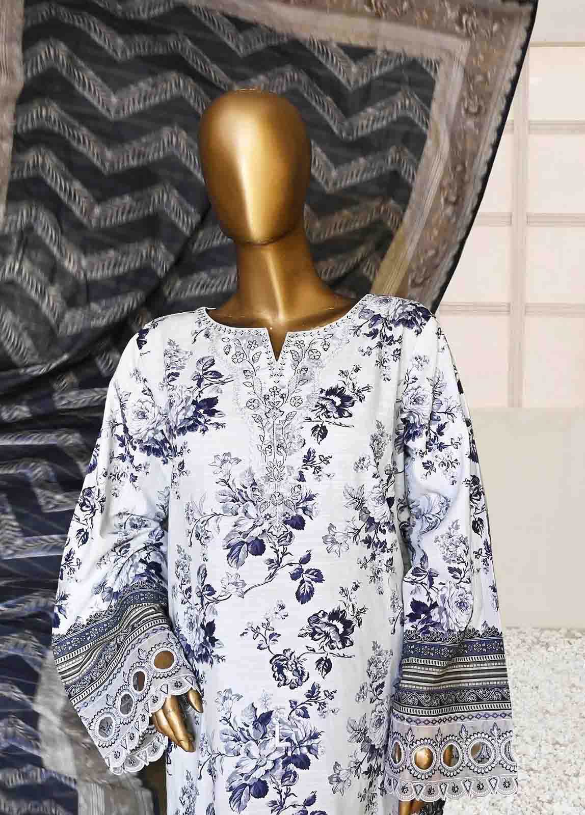 Bin Saeed Fabric - WKE-037-3 Piece Khaddar Embroidered