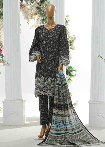 Bin Saeed Fabric - WKE-037 A -3 Piece Khaddar Chikankari Stitched Suit
