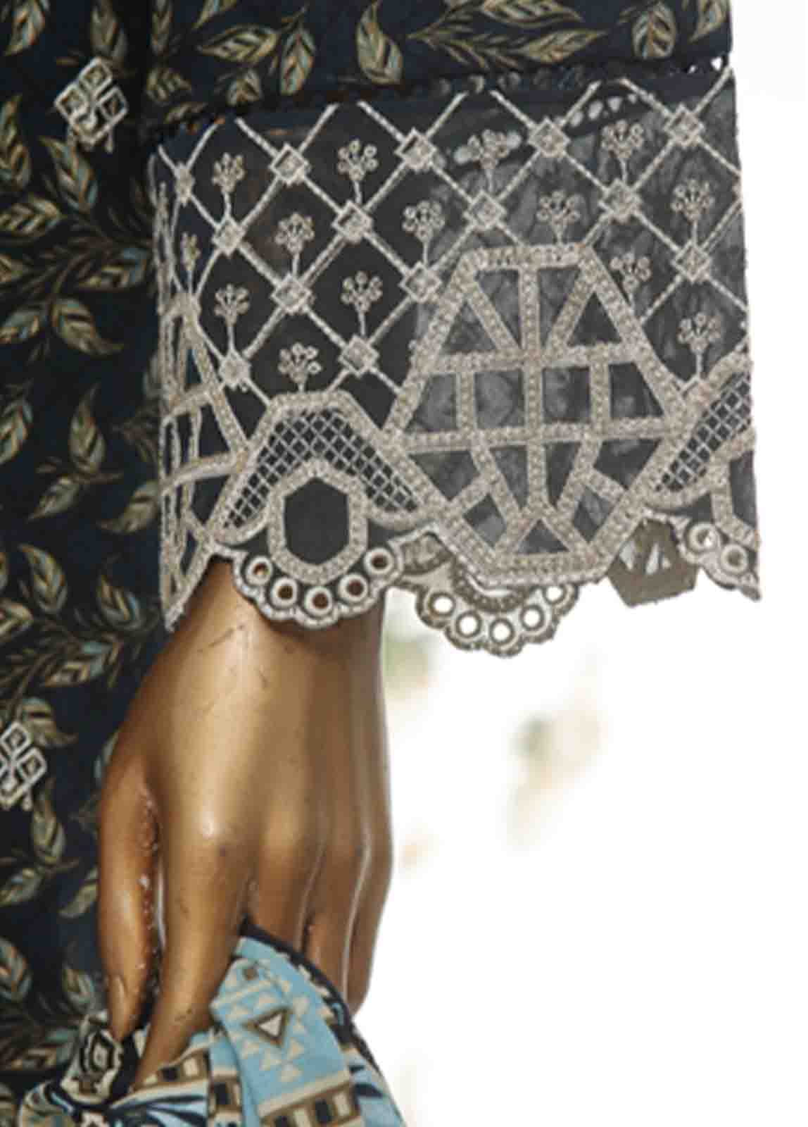 Bin Saeed Fabric - WKE-037 A -3 Piece Khaddar Chikankari Stitched Suit