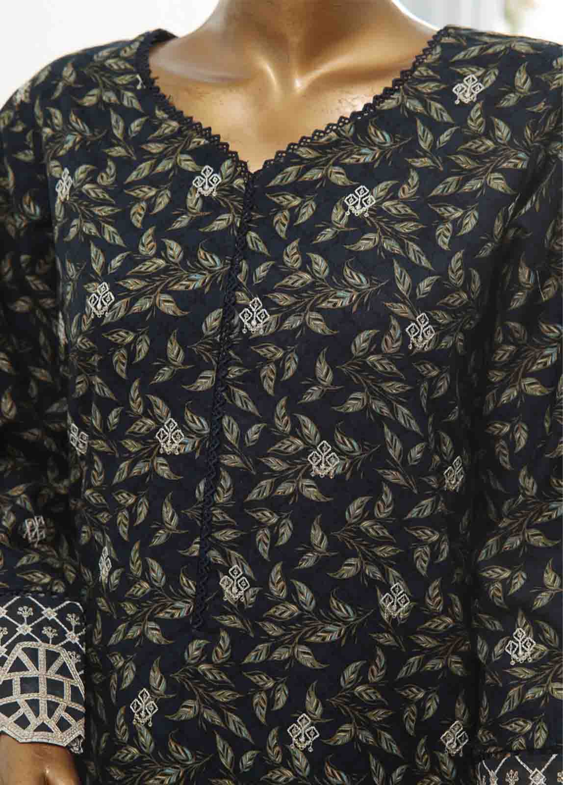 Bin Saeed Fabric - WKE-037 A -3 Piece Khaddar Chikankari Stitched Suit