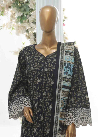 Bin Saeed Fabric - WKE-037 A -3 Piece Khaddar Chikankari Stitched Suit