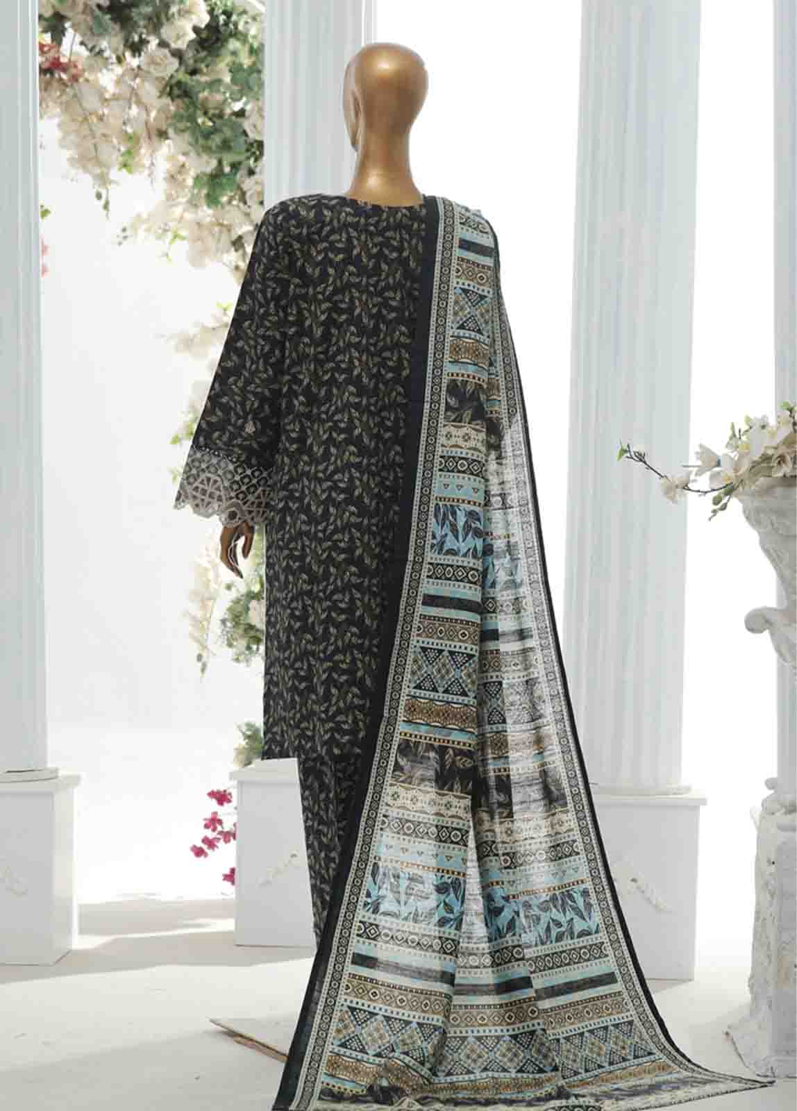 Bin Saeed Fabric - WKE-037 A -3 Piece Khaddar Chikankari Stitched Suit