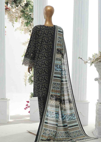 Bin Saeed Fabric - WKE-037 A -3 Piece Khaddar Chikankari Stitched Suit