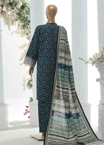 Bin Saeed Fabric - WKE-038 A -3 Piece Khaddar Chikankari Stitched Suit