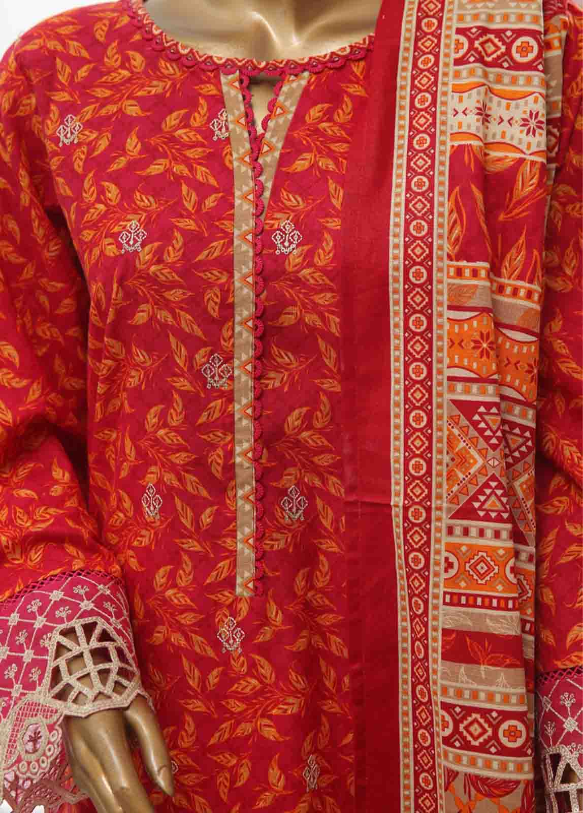 Bin Saeed Fabric - WKE-040 A -3 Piece Khaddar Chikankari Stitched Suit