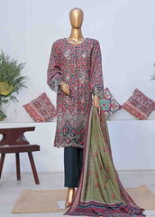 WKE-041 C -3 Piece Khaddar Embroidered Stitched Suit