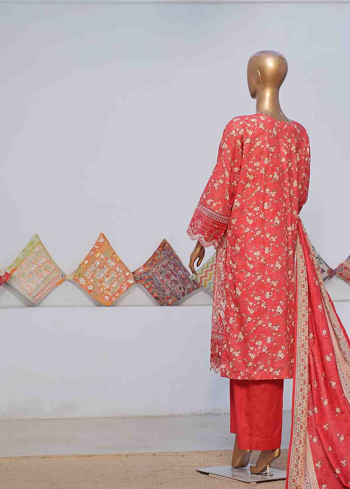 Bin Saeed Fabric - WKE-043 C -3 Piece Khaddar Embroidered Stitched Suit