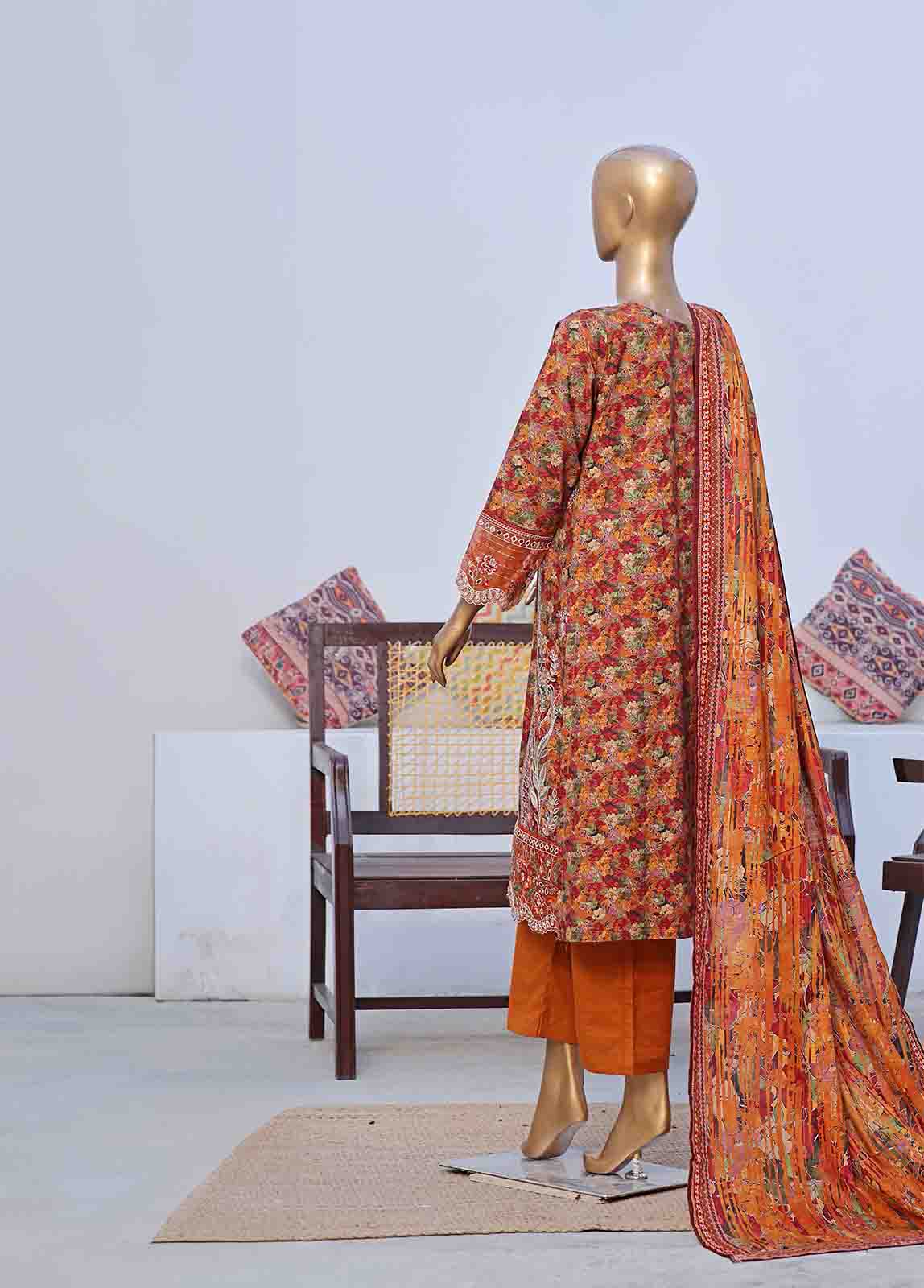 Bin Saeed Fabric - WKE-044 C -3 Piece Khaddar Embroidered Stitched Suit