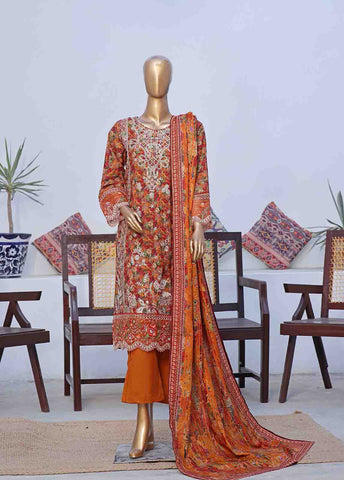 Bin Saeed Fabric - WKE-044 C -3 Piece Khaddar Embroidered Stitched Suit
