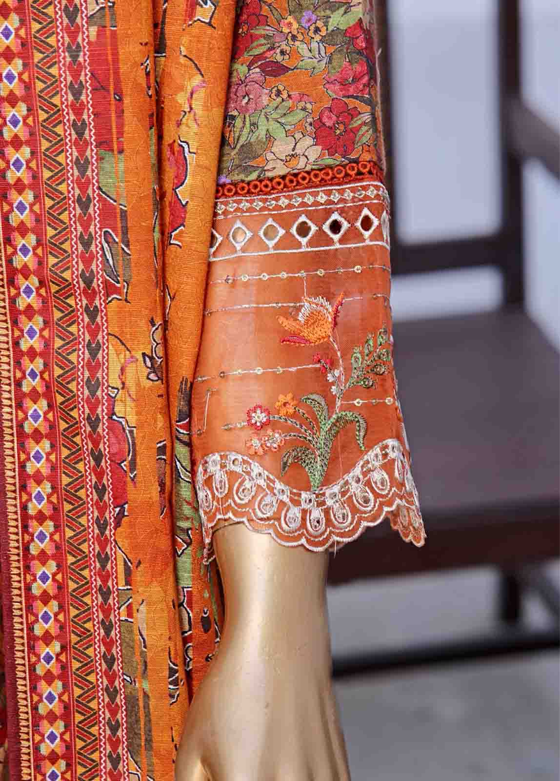 Bin Saeed Fabric - WKE-044 C -3 Piece Khaddar Embroidered Stitched Suit