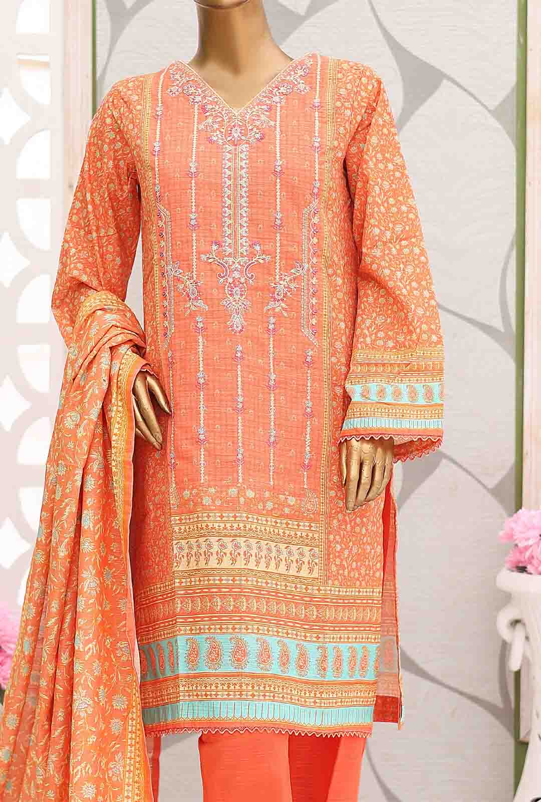 Bin Saeed Fabric - WKE-045-3 Piece Khaddar Embroidered Suit