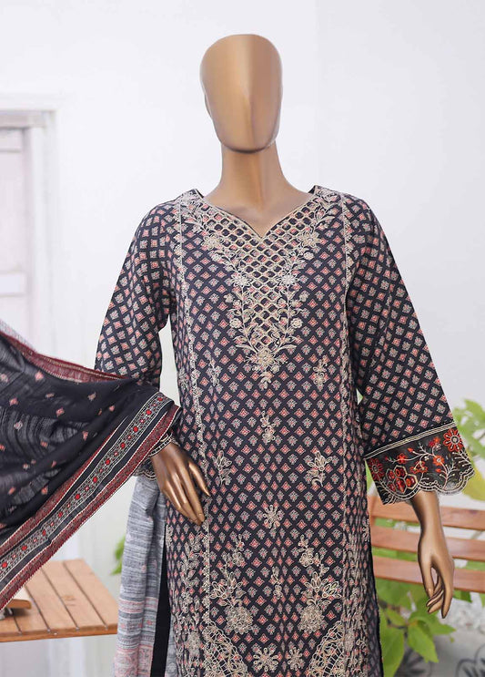 Bin Saeed Fabric - WKE-045 F-3 Piece Khaddar Embroidered Stitched Suit