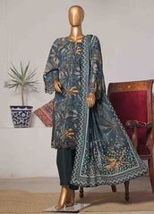 WKE-046 C -3 Piece Khaddar Embroidered Stitched Suit