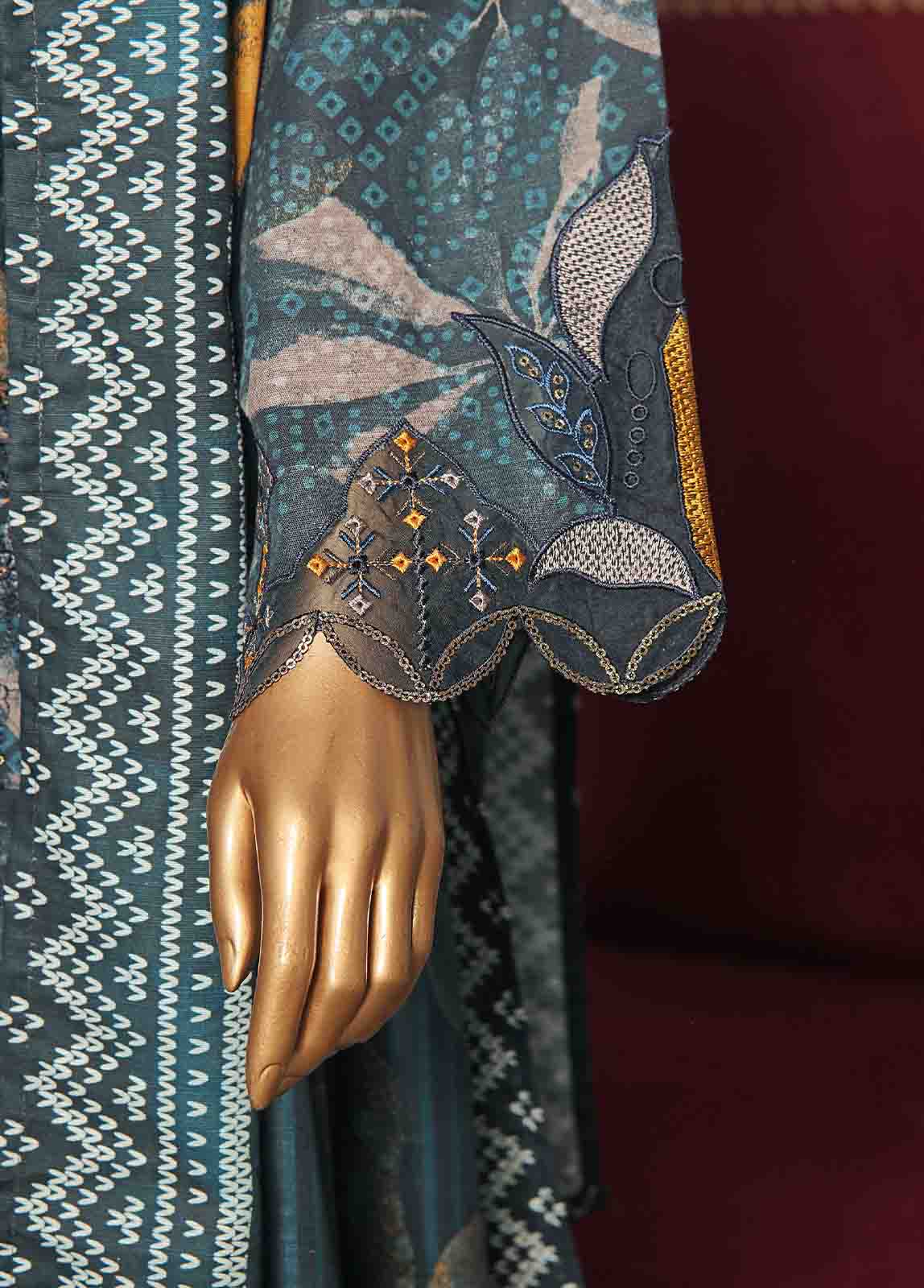 Bin Saeed Fabric - WKE-046 C -3 Piece Khaddar Embroidered Stitched Suit