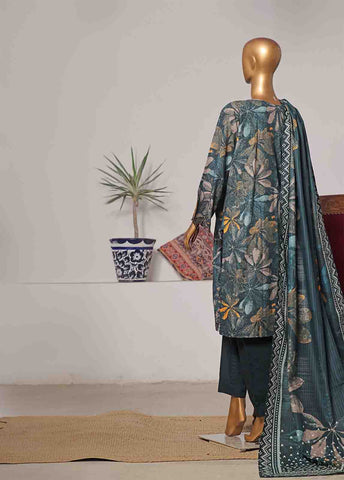 Bin Saeed Fabric - WKE-046 C -3 Piece Khaddar Embroidered Stitched Suit