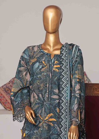 Bin Saeed Fabric - WKE-046 C -3 Piece Khaddar Embroidered Stitched Suit