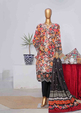 Bin Saeed Fabric - WKE-047 C -3 Piece Khaddar Embroidered Stitched Suit