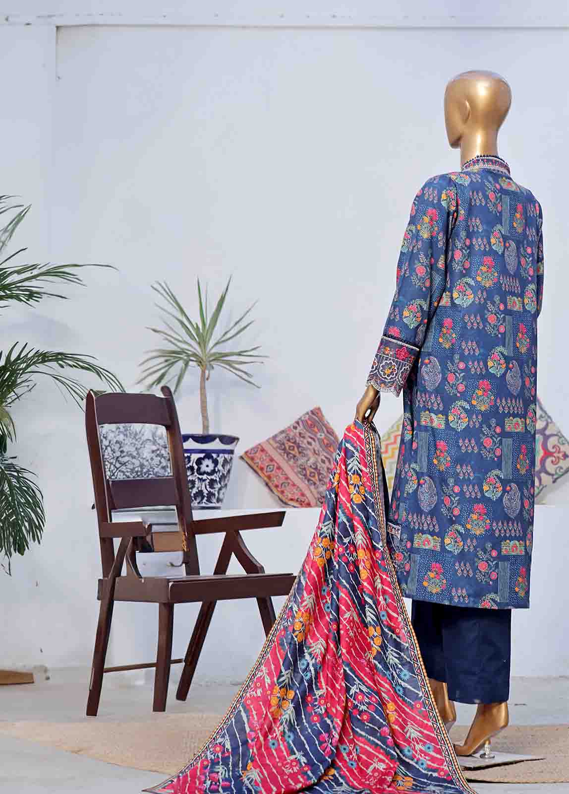 Bin Saeed Fabric - WKE-049 C -3 Piece Khaddar Embroidered Stitched Suit