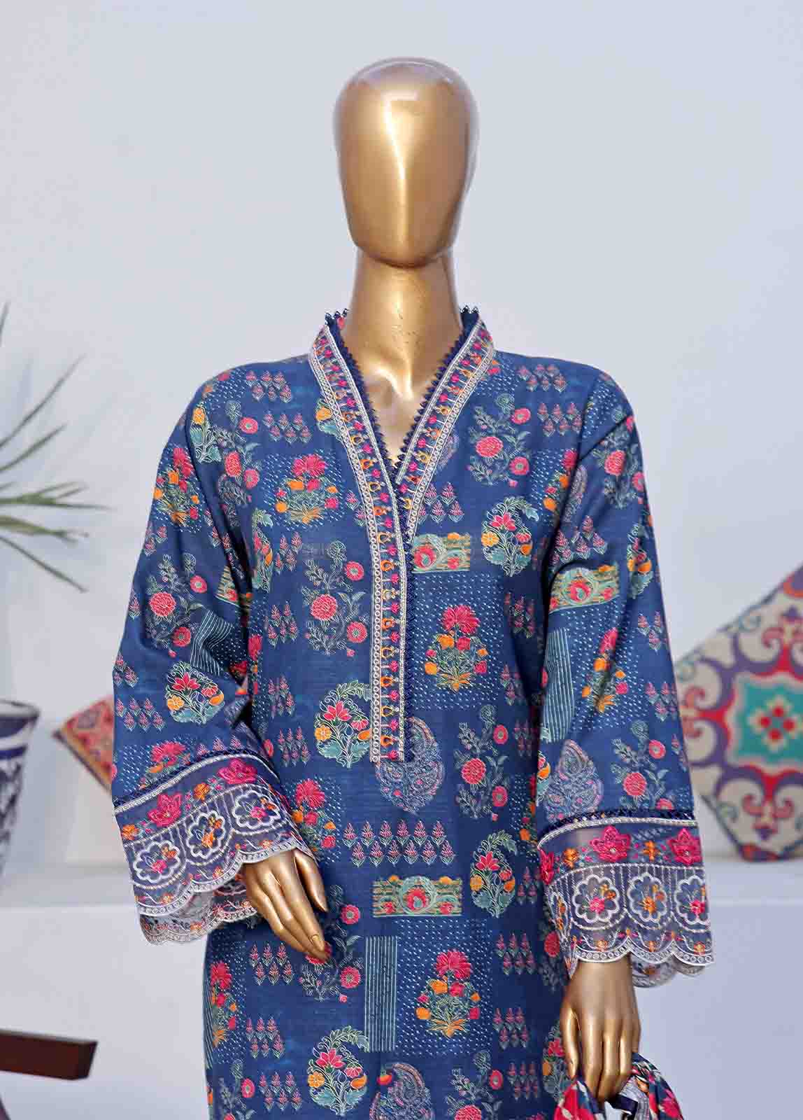 Bin Saeed Fabric - WKE-049 C -3 Piece Khaddar Embroidered Stitched Suit