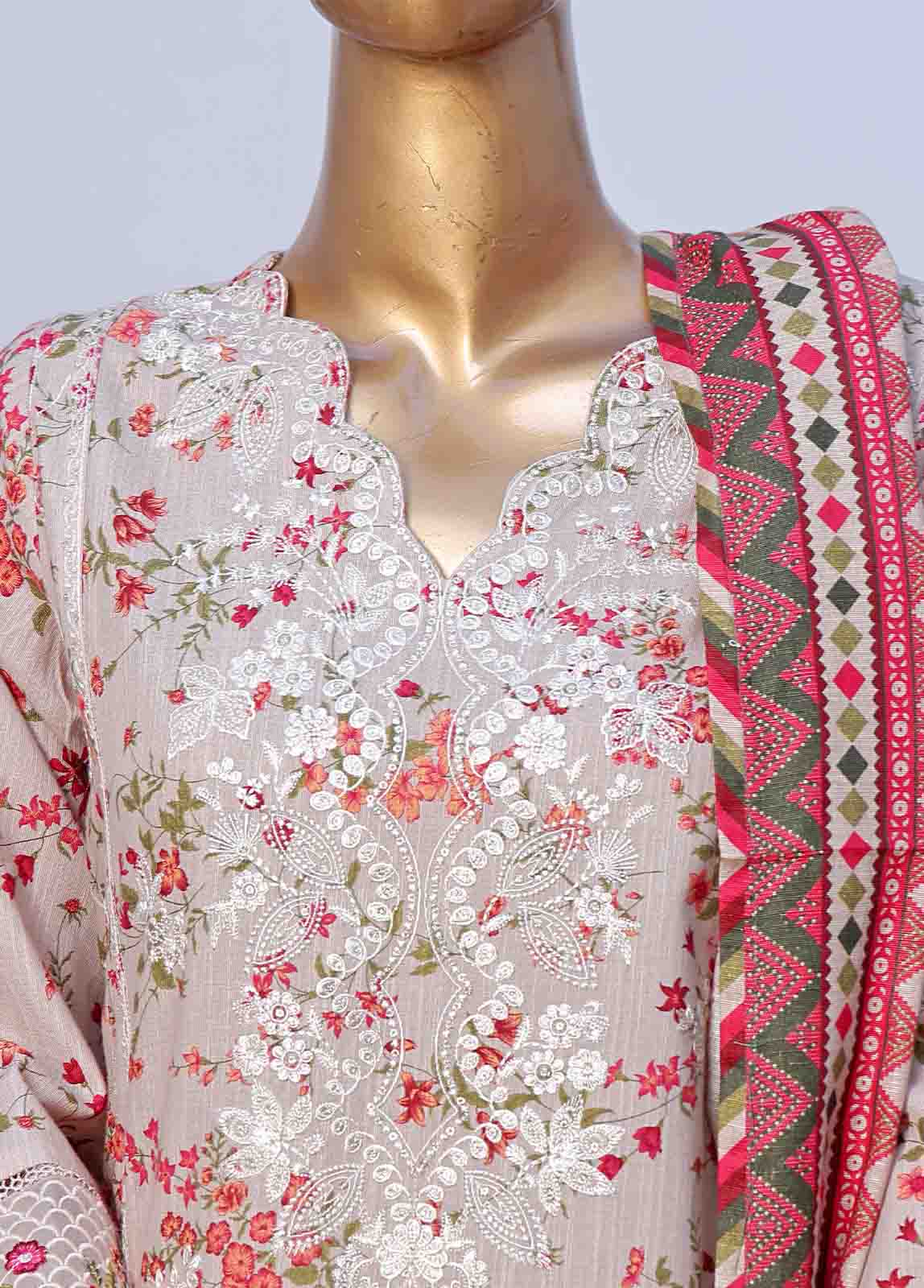 Bin Saeed Fabric - WKE-050 C -3 Piece Khaddar Embroidered Stitched Suit