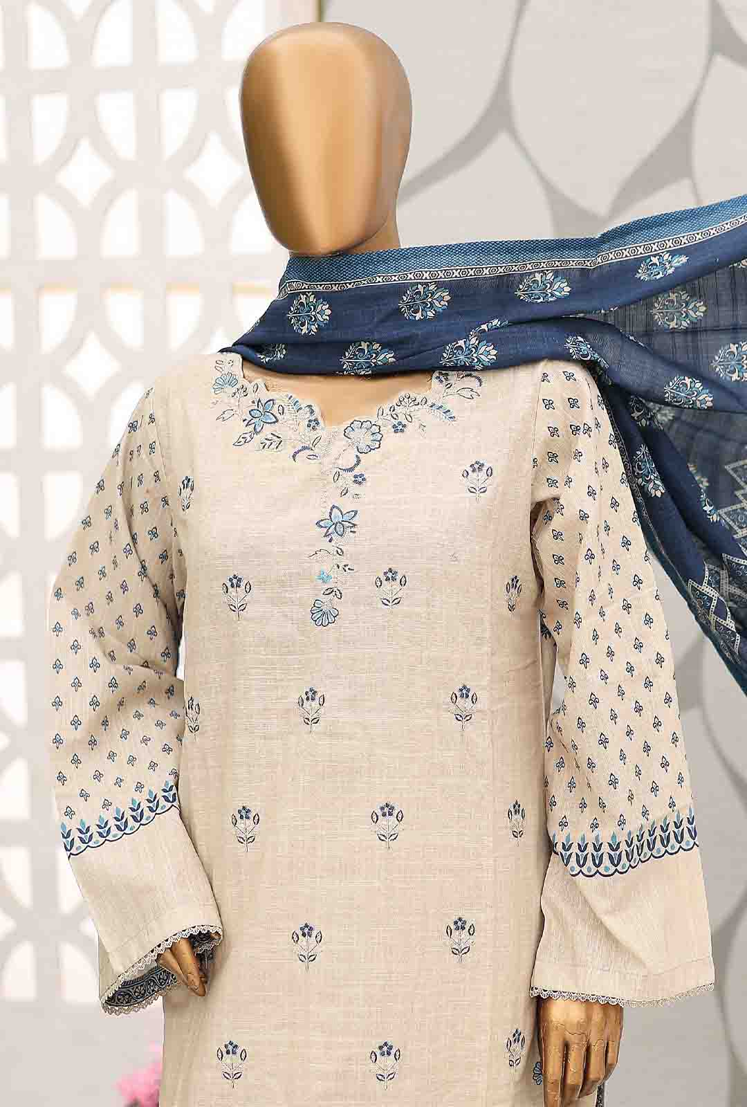 Bin Saeed Fabric - WKE-051-3 Piece Khaddar Embroidered Suit