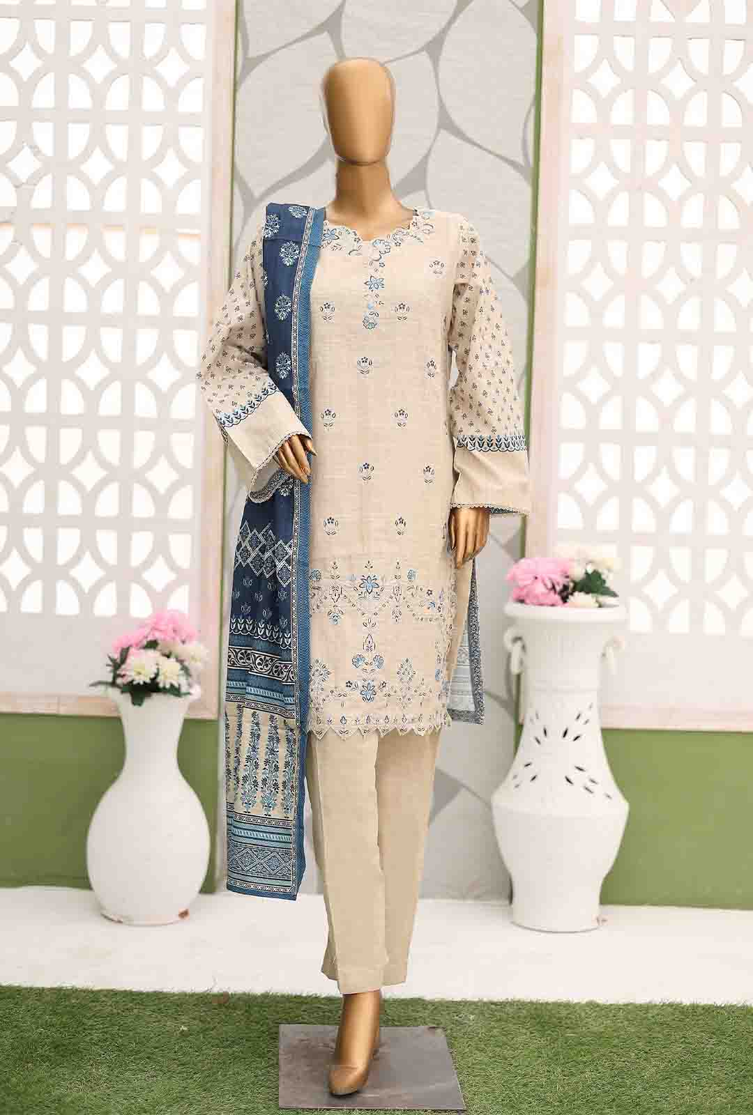 Bin Saeed Fabric - WKE-051-3 Piece Khaddar Embroidered Suit