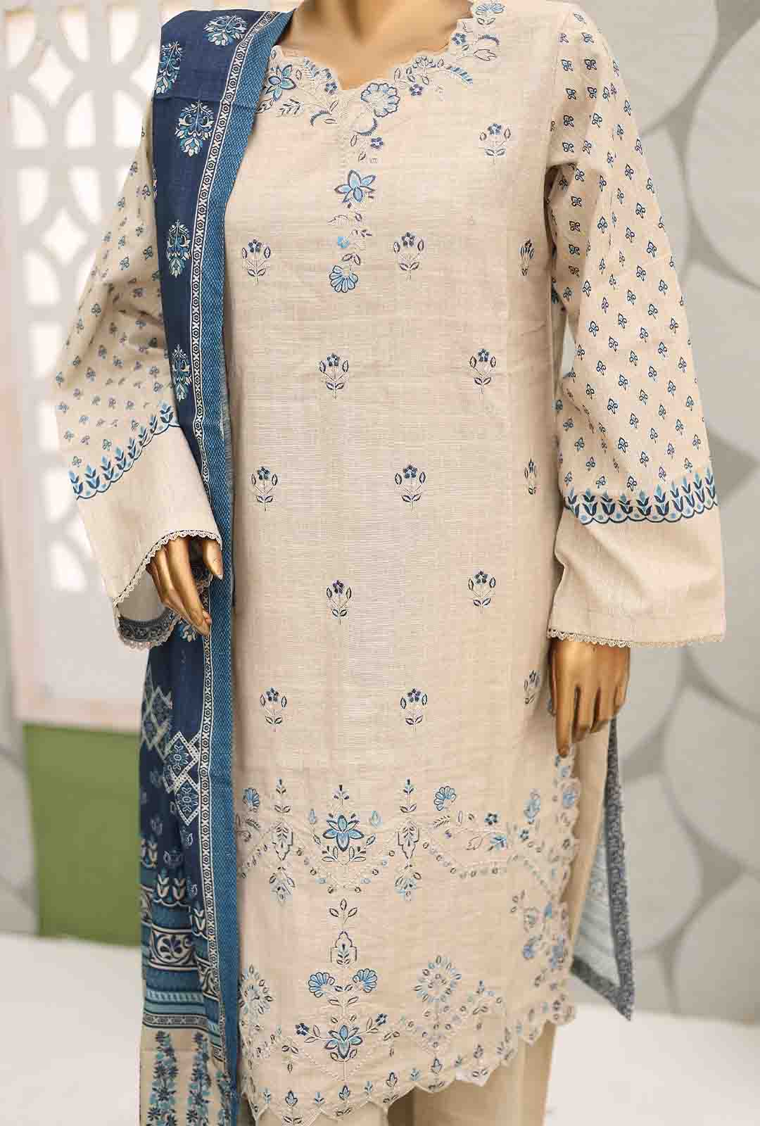 Bin Saeed Fabric - WKE-051-3 Piece Khaddar Embroidered Suit